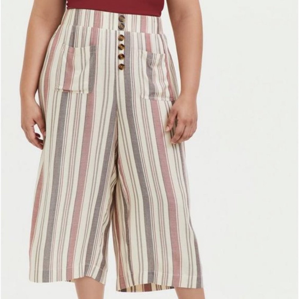 Torrid Striped Wide Leg Cropped Pants